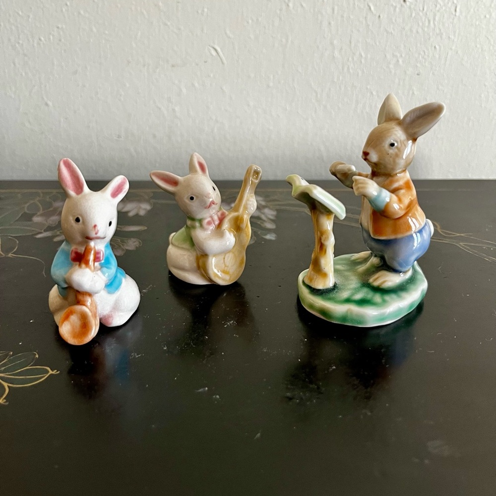 Vintage Porcelain Bunny Rabbit Musicians Orchestra Band Easter